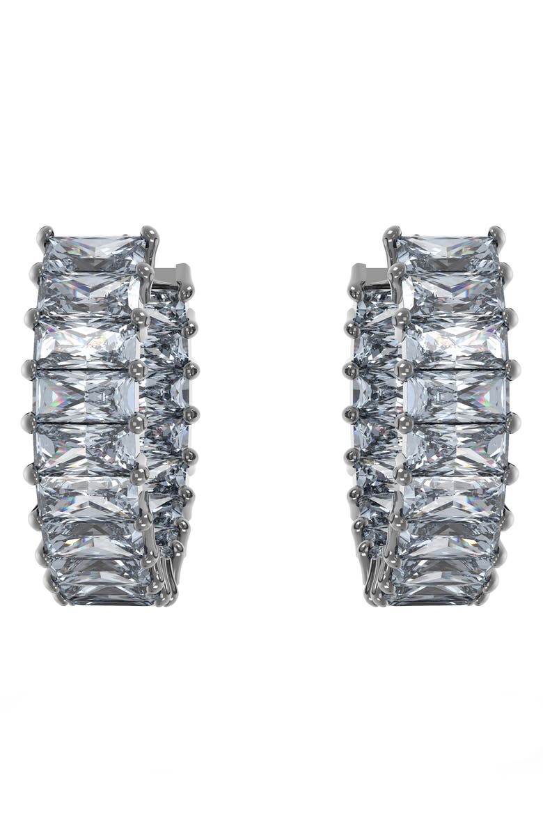 Swarovski Matrix Crystal Baguette Hoop Earrings, Alternate, color,