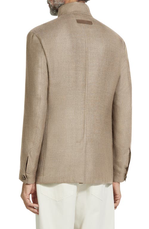 Zegna Linen-blend Shirt Jacket In Light Taupe