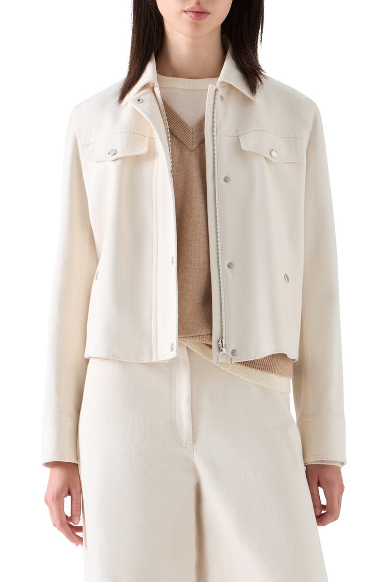 Washed Denim Utility Jacket, Main, color, IVORY