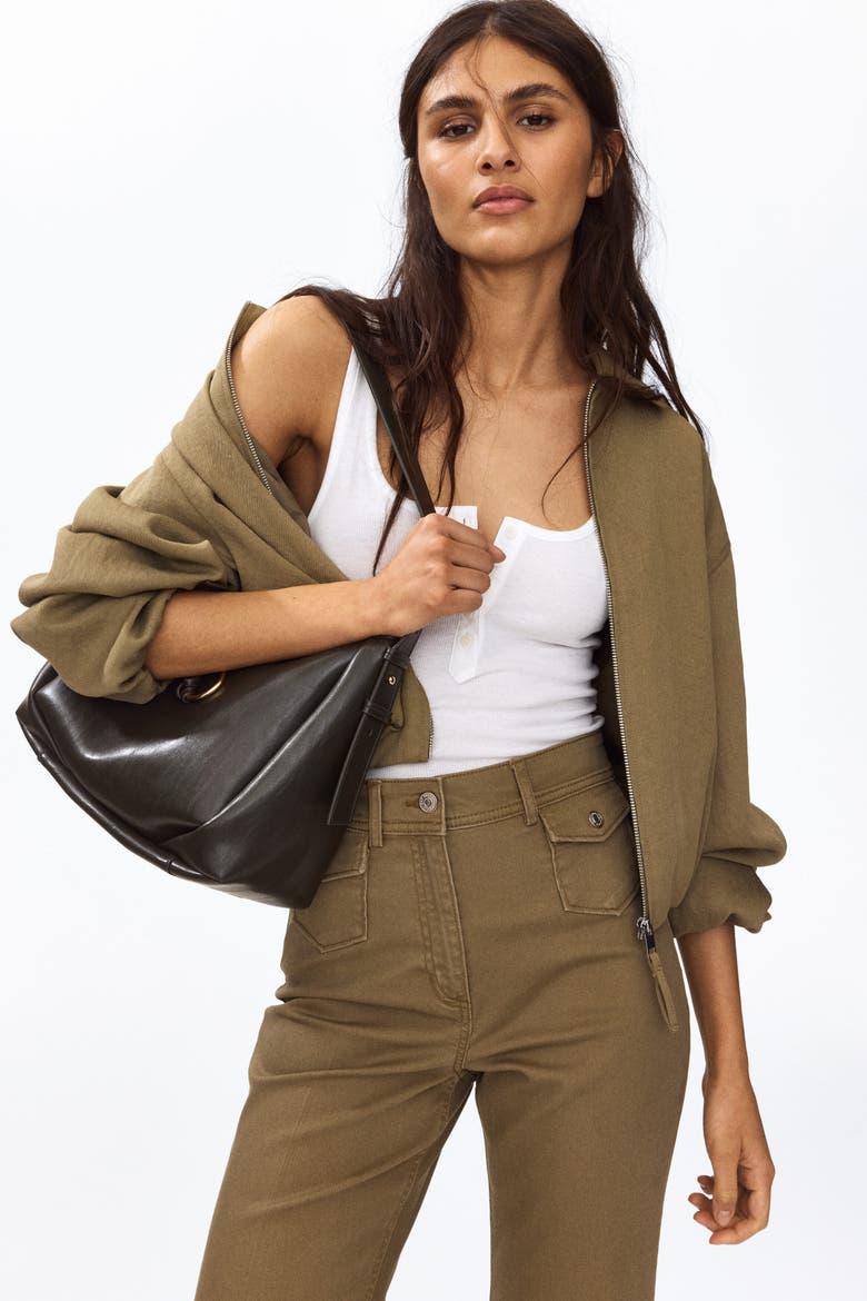 Flared Ankle-length Trousers, Alternate, color, Khaki green