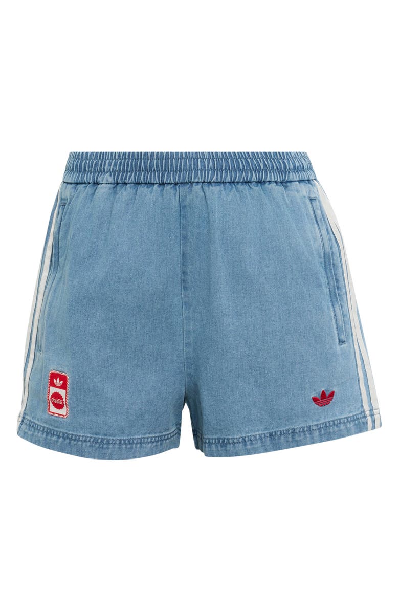 adidas Striped Denim Shorts, Alternate, color, Light Blue