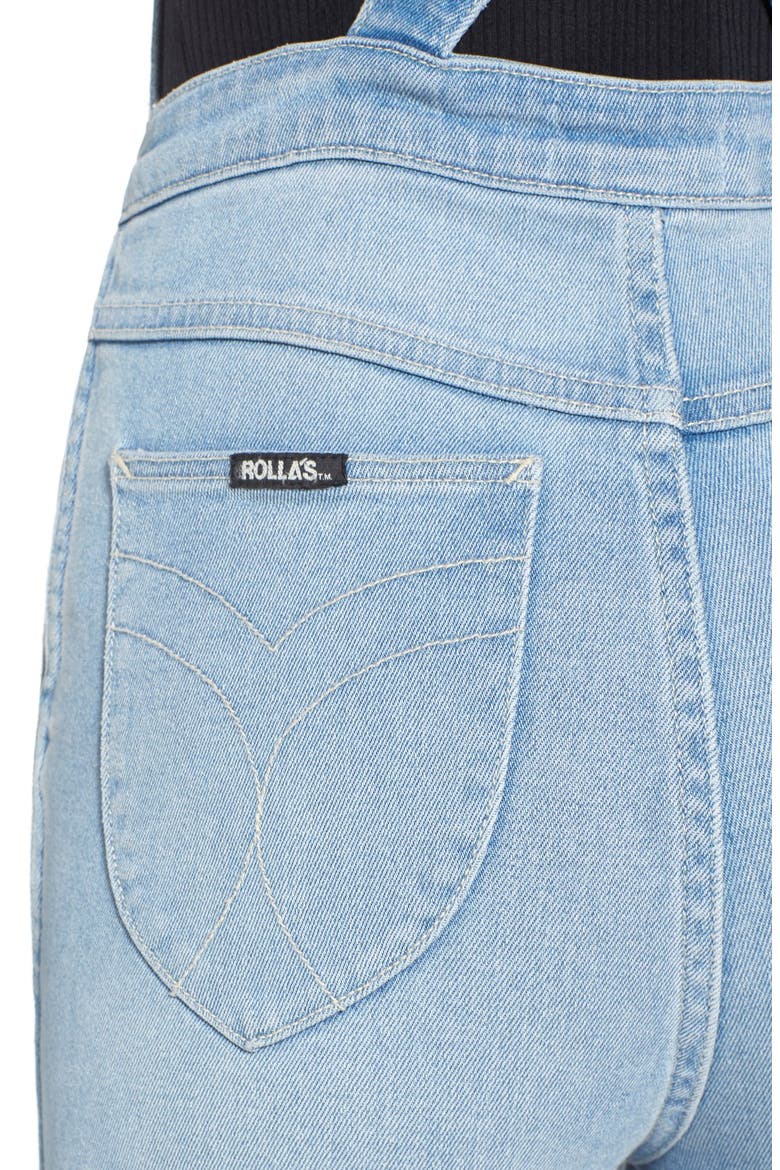 Rolla's 'East Coast' Front Zip Flare Overalls, Alternate, color, BYRON BLUE