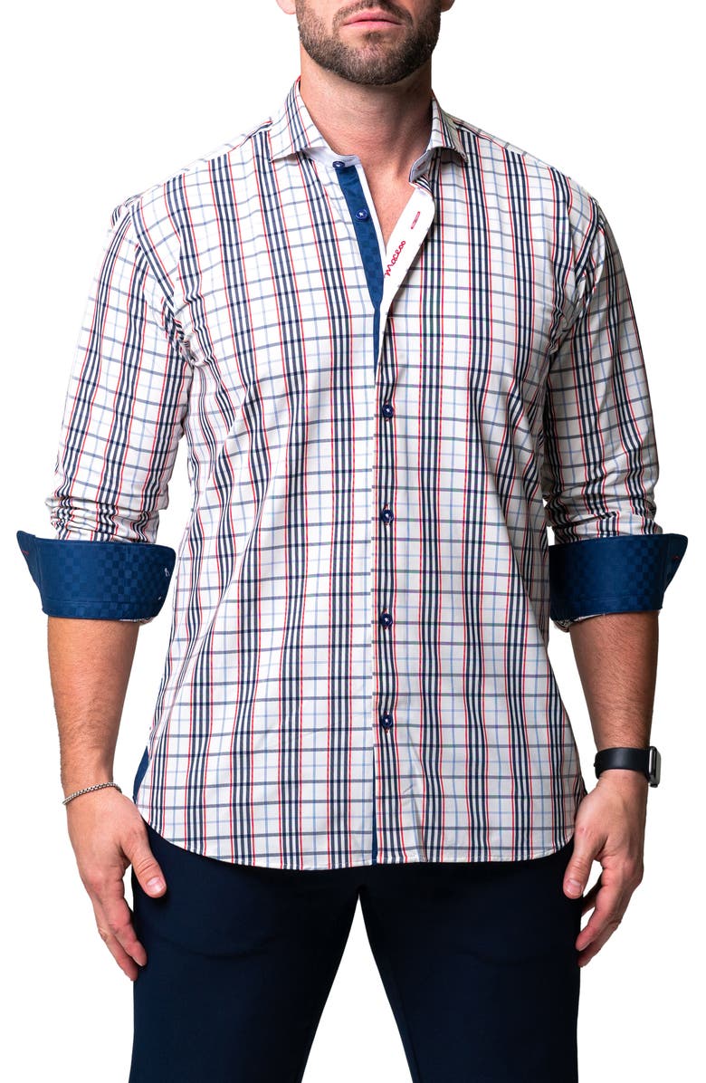 Maceoo Einstein Plaid Egyptian Cotton Button-Up Shirt, Alternate, color,
