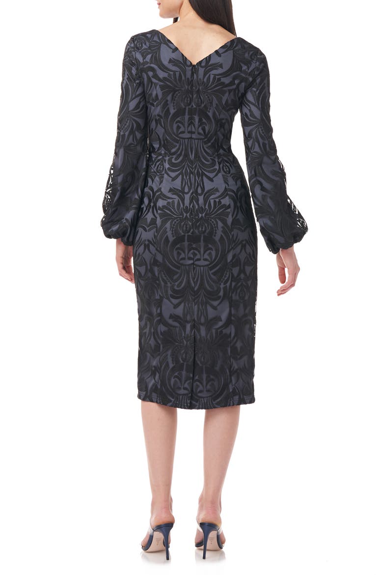 Lela Blouson Sleeve Cocktail Dress, Alternate, color, BLACK/ GUNMETAL