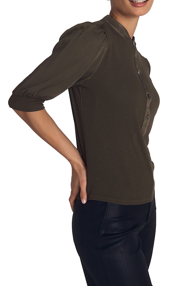 Bella Dahl Mixed Media Elbow Sleeve Popover Top, Alternate, color, Ivy Green