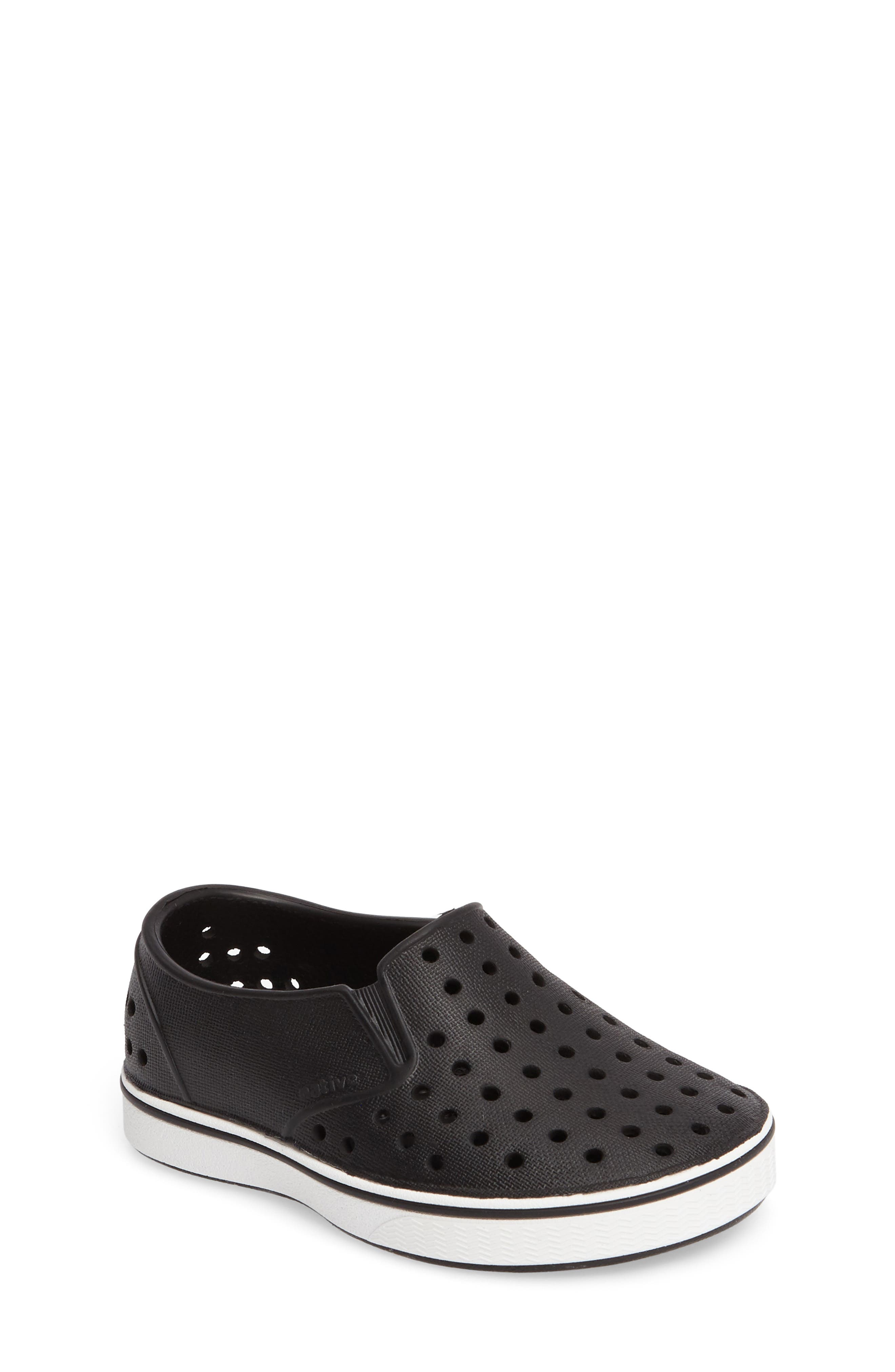 Native Shoes Kids' Miles Slip-On Sneaker, Main, color, Jiffy Black/ Shell White