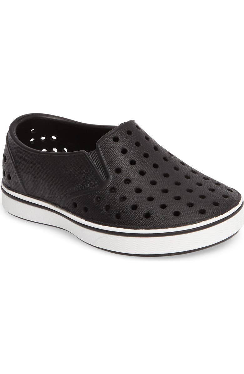 Native Shoes Kids' Miles Slip-On Sneaker, Main, color, Jiffy Black/ Shell White