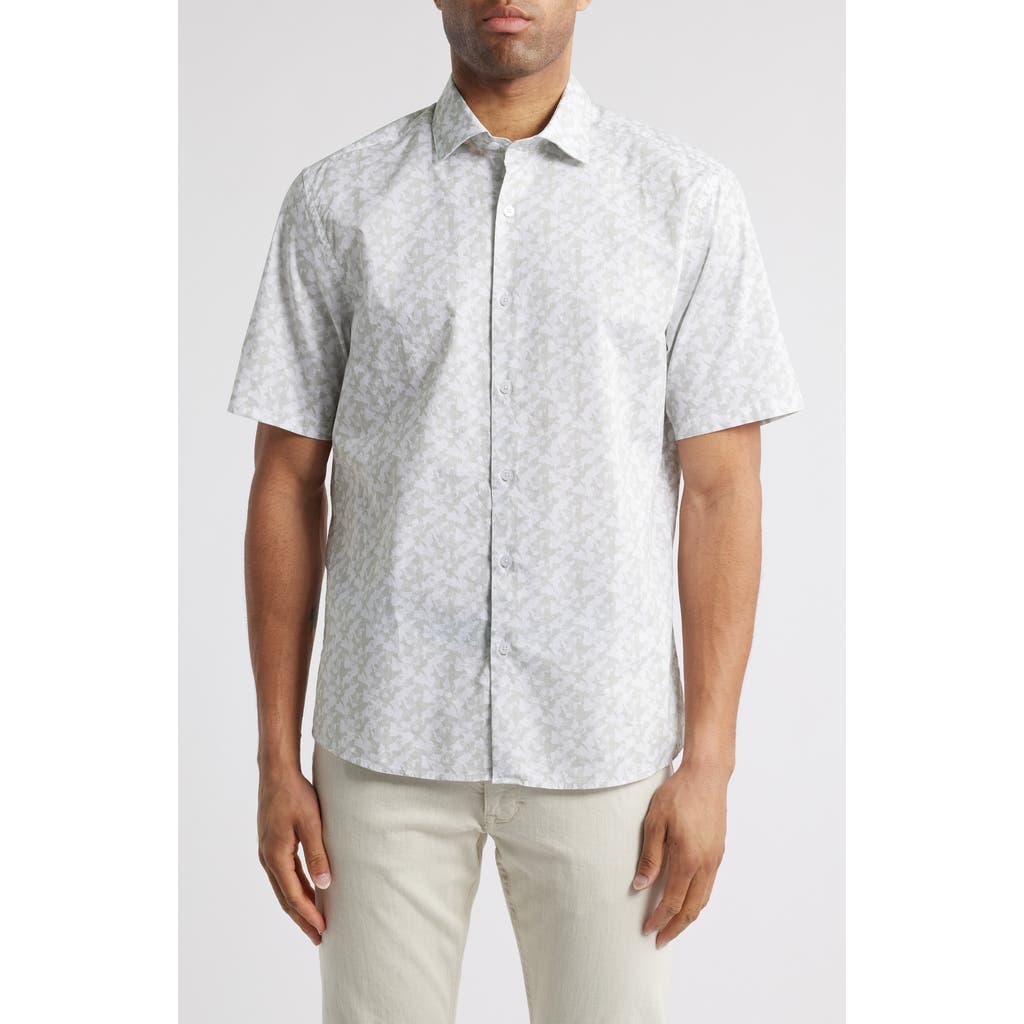 Robert Barakett Fendlake Short Sleeve Woven Button-up Shirt In Gray