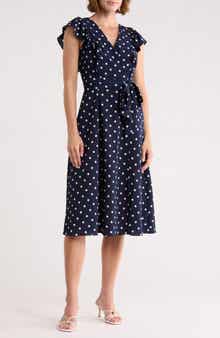 Eliza J Flutter Sleeve Fit & Flare Midi Dress