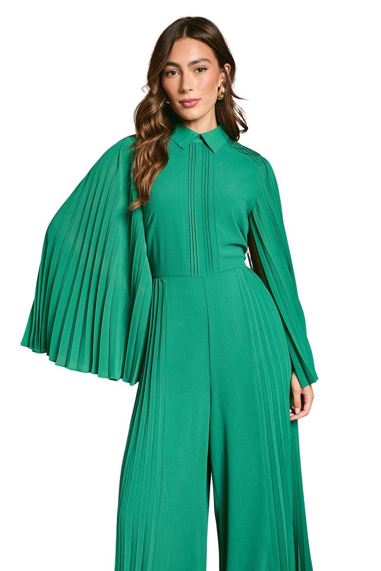 Pleat Wide Leg Jumpsuit, Alternate, color, Emerald