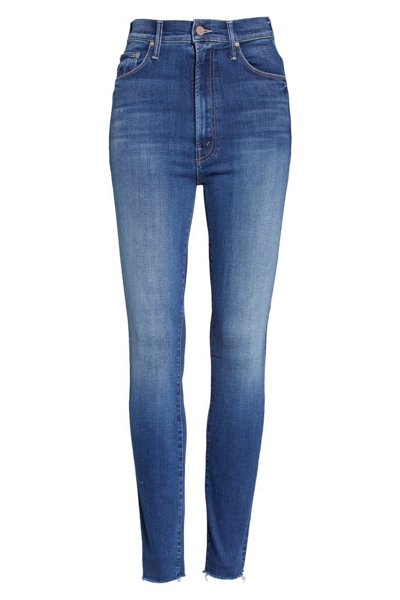 Rail High Waist Frayed Ankle Organic Cotton Blend Skinny Jeans, Main, color, HIGH FIDELITY