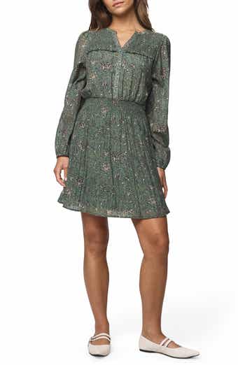 Splendid Versailles Floral Print Smocked Long Sleeve Dress