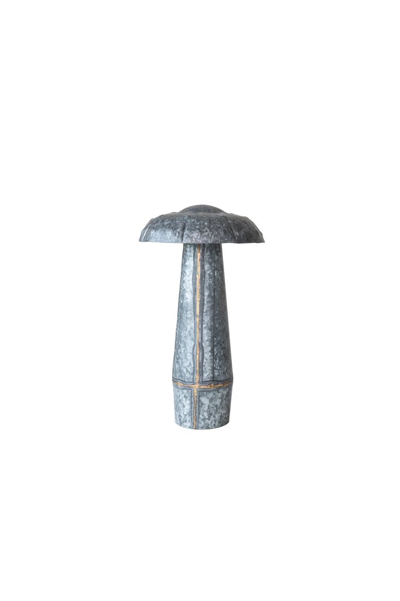 Large Galvanized Metal Indoor/Outdoor Mushroom Décor, Grey, Main, color, Grey