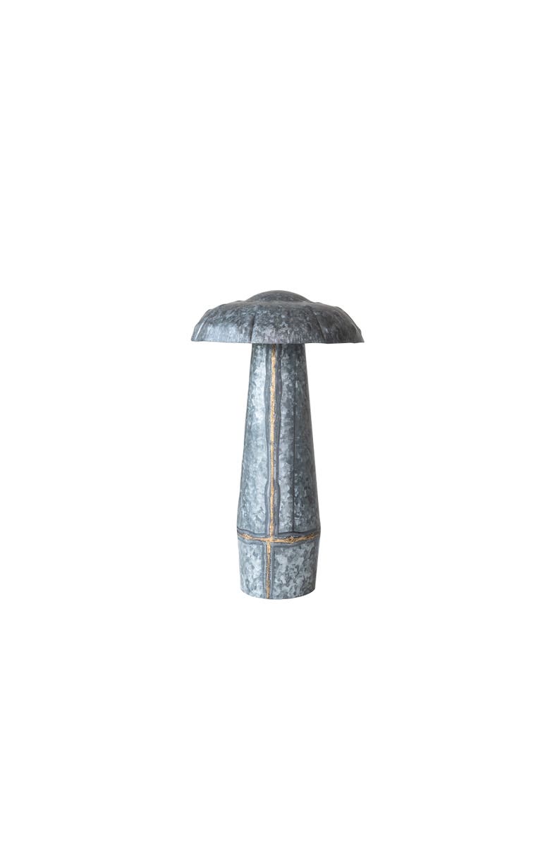 Storied Home Large Galvanized Metal Indoor/Outdoor Mushroom Décor, Grey, Main, color, Grey