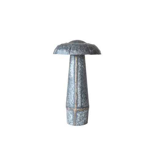 Storied Home Large Galvanized Metal Indoor/outdoor Mushroom Décor, Grey In Blue