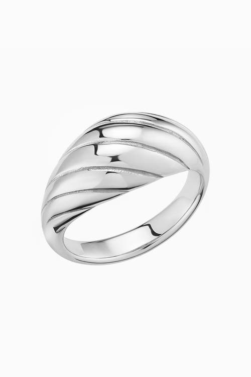 Oradina Sterling Silver Swirl Dome Ring In Silver