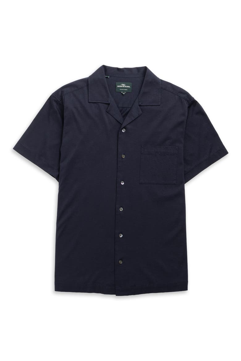 Manor Park Solid Cotton Blend Camp Shirt, Alternate, color, INK