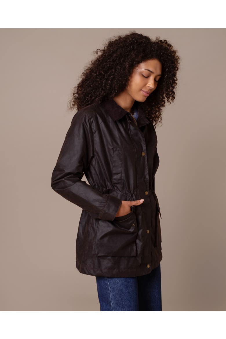 British Waxed Cotton Zip Thru Jacket, Alternate, color, Dark Brown