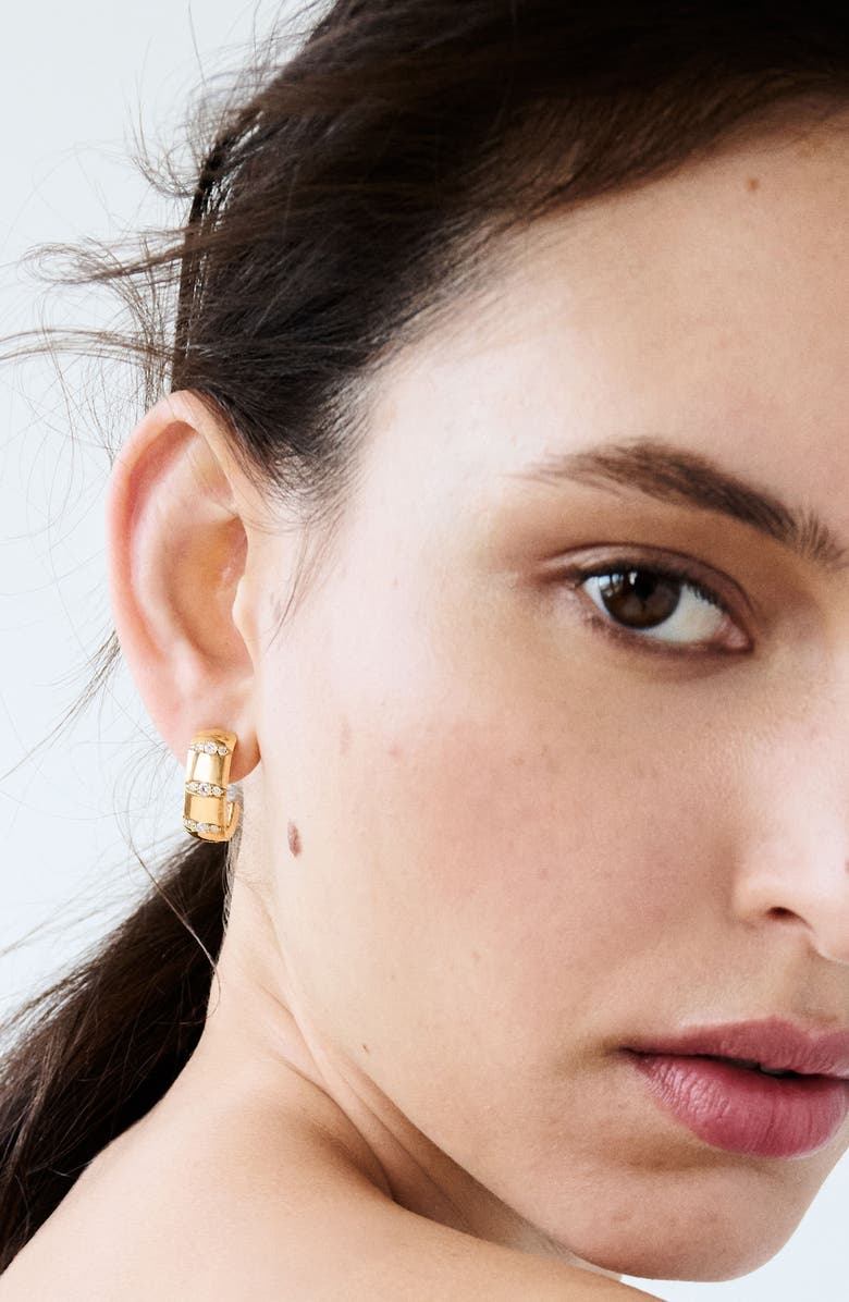 Pamela Zamore Veda Squared Diamond Hoop Earrings, Alternate, color, Yellow Gold