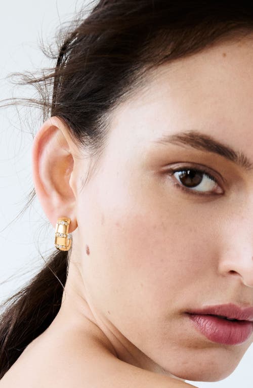 Pamela Zamore Veda Squared Diamond Hoop Earrings In Gold