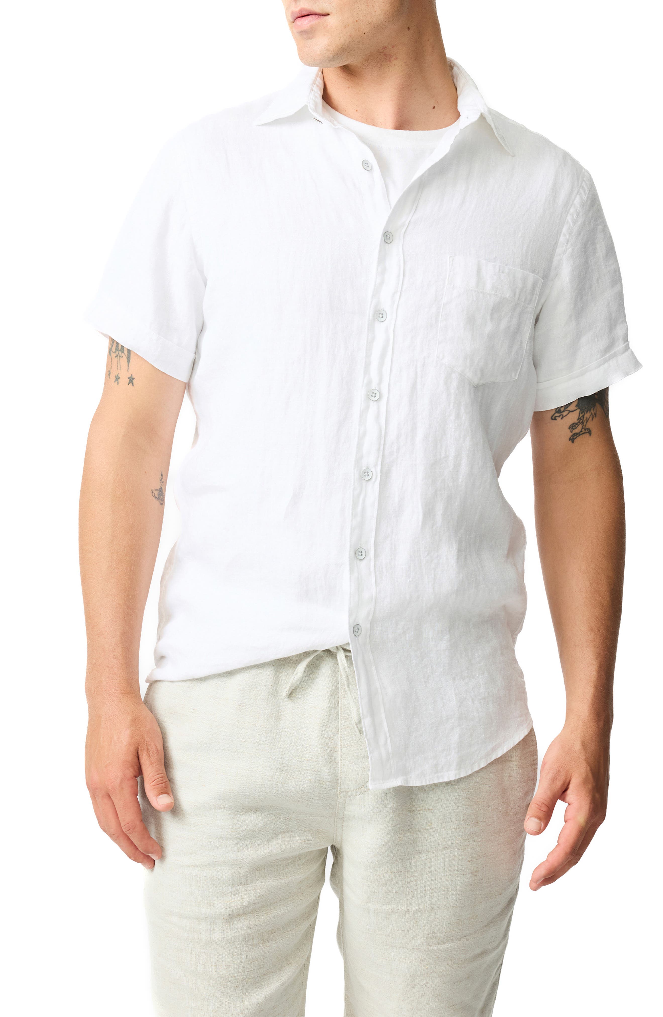 Rodd & Gunn Palm Beach Sports Fit Short Sleeve Linen Button-Up Shirt