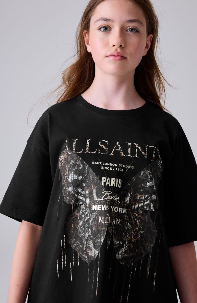 smALLSAINTS by ALLSAINTS Kids' Butterfly Oversize Cotton Graphic T-Shirt, Alternate, color, Black