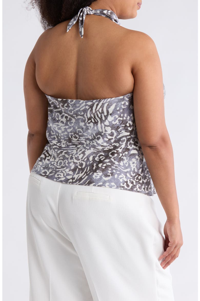 Animal Print Halter Satin Top, Alternate, color, GREY
