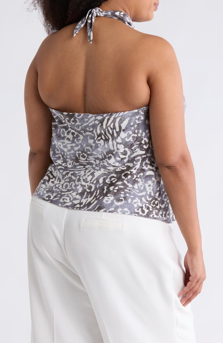 Renee C Animal Print Halter Satin Top, Alternate, color, Grey