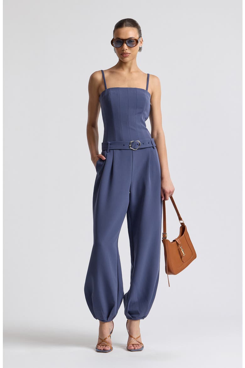 Belted Corset Jumpsuit, Alternate, color, MARINE BLUE