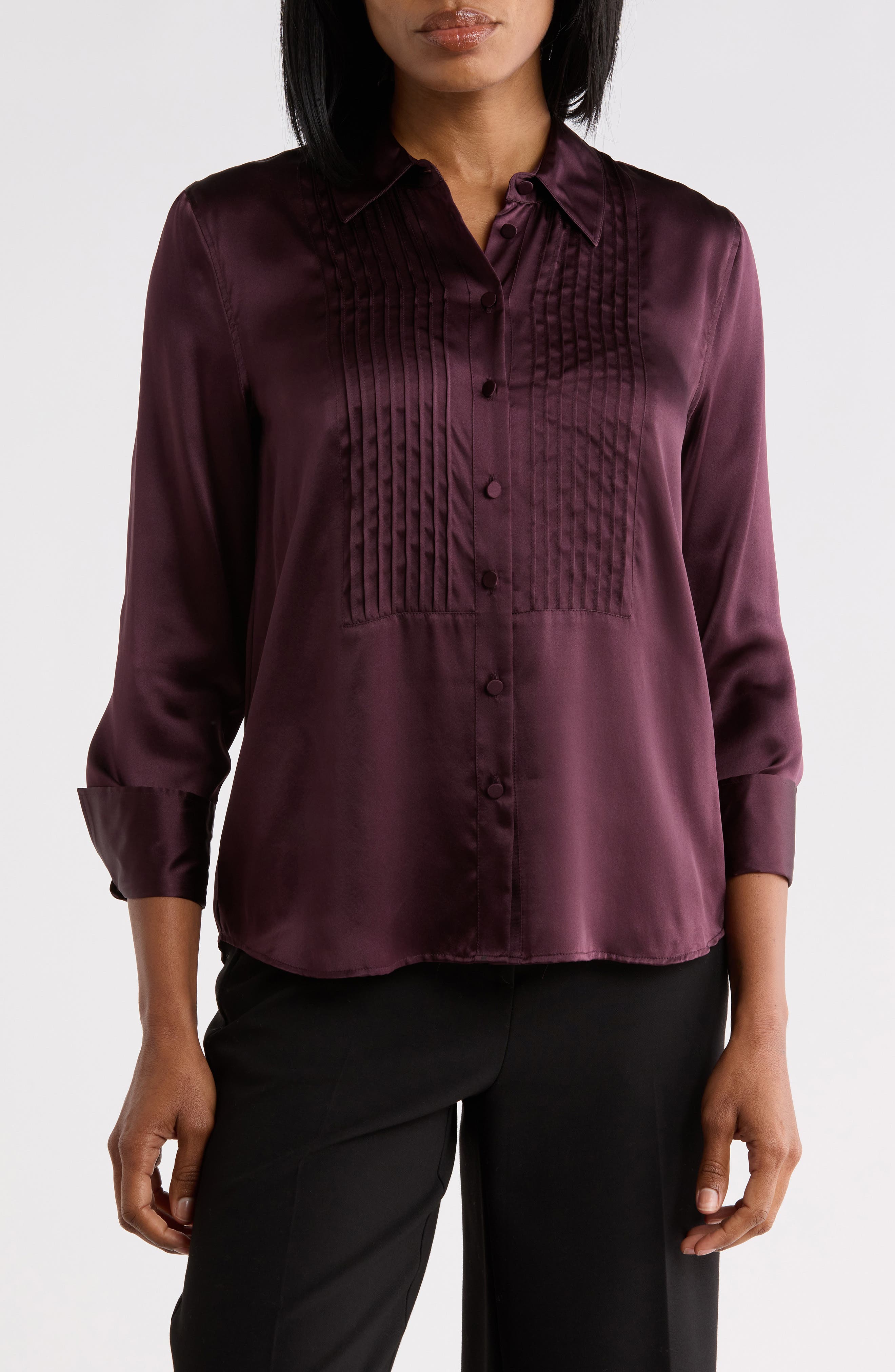 Divya Pintuck Silk Tux Shirt