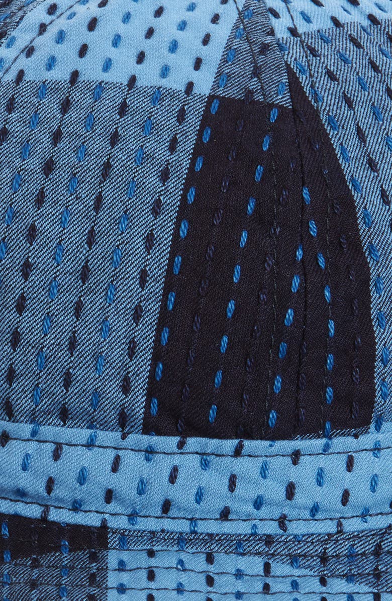 BEAMS Embroidered Patchwork Print Bucket Hat, Alternate, color, 78 Indigo