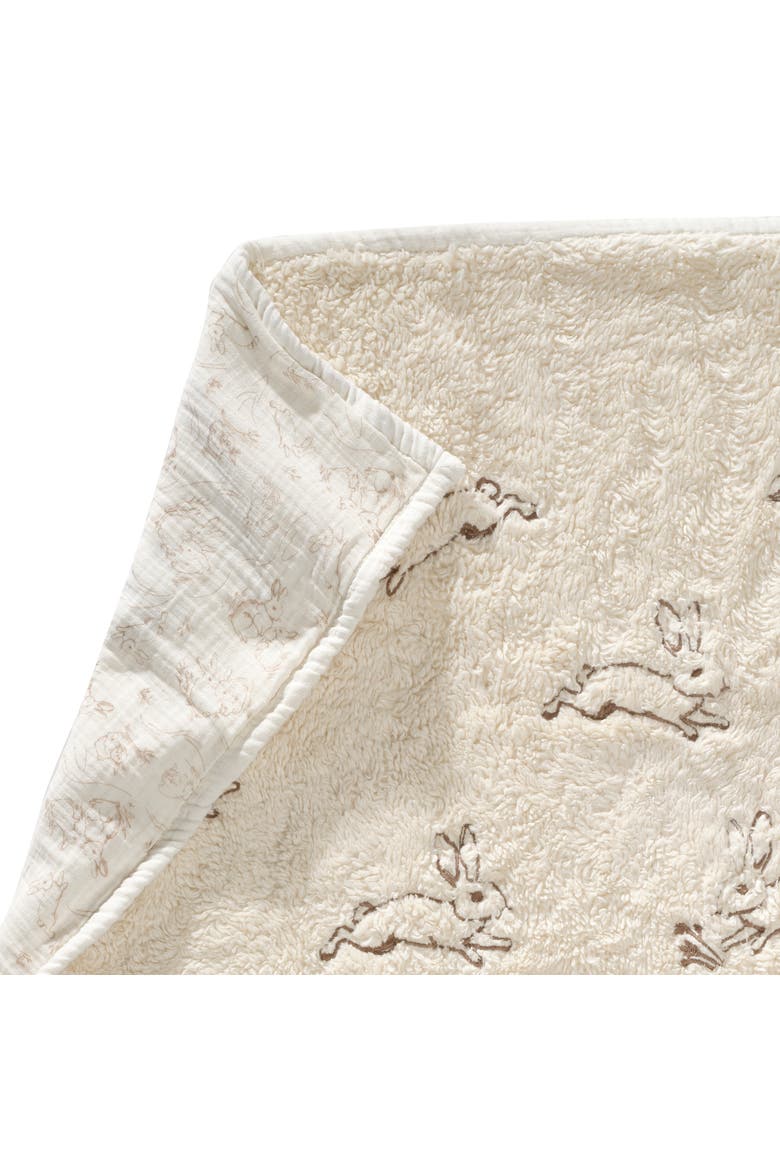 Signature Organic Cotton & Muslin Bunny Coverlet Baby Blanket, Alternate, color, Cream