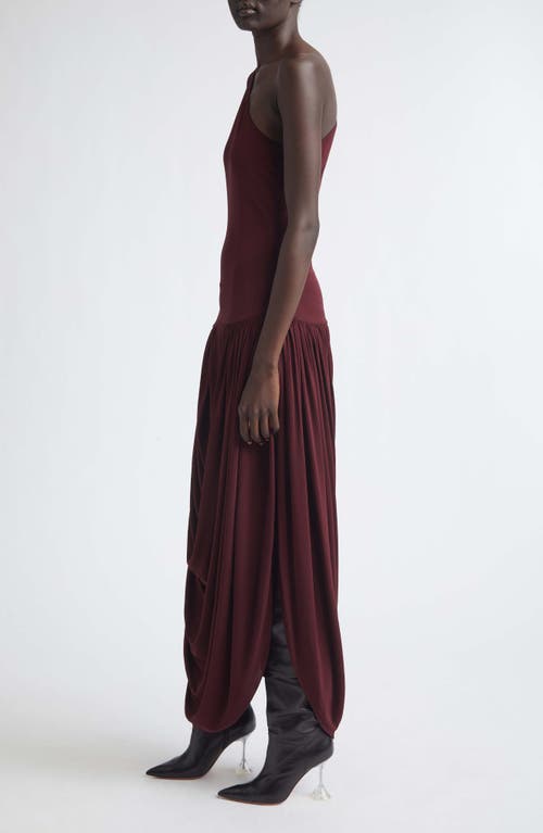 Brandon Maxwell Mila Draped One-shoulder Maxi Dress In Burgundy