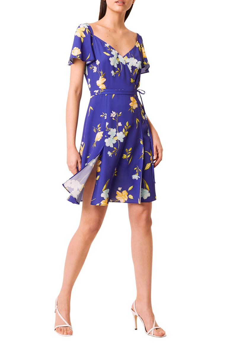 Eme Crepe Faux Wrap Dress, Alternate, color, CLEMENT BLUE MULTI
