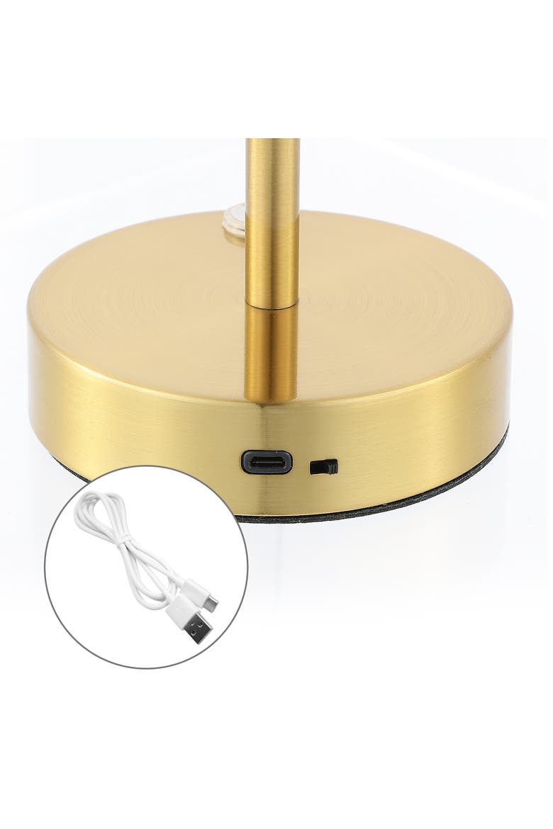 Carson Modern Minimalist Iron Rechargeable Integrated Portable LED Table Lamp, Alternate, color, Brass Gold