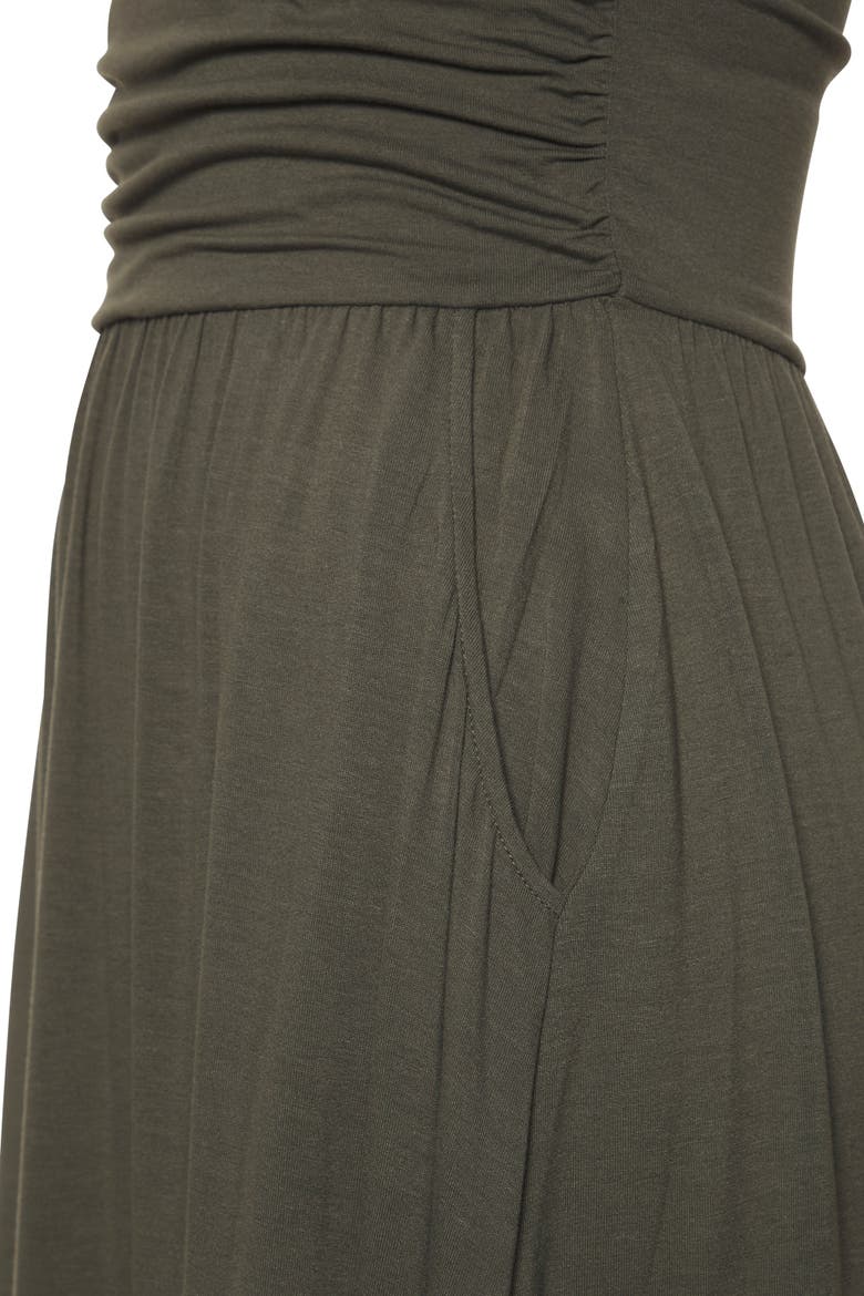 Strapless Ruched Dress, Alternate, color, Olive