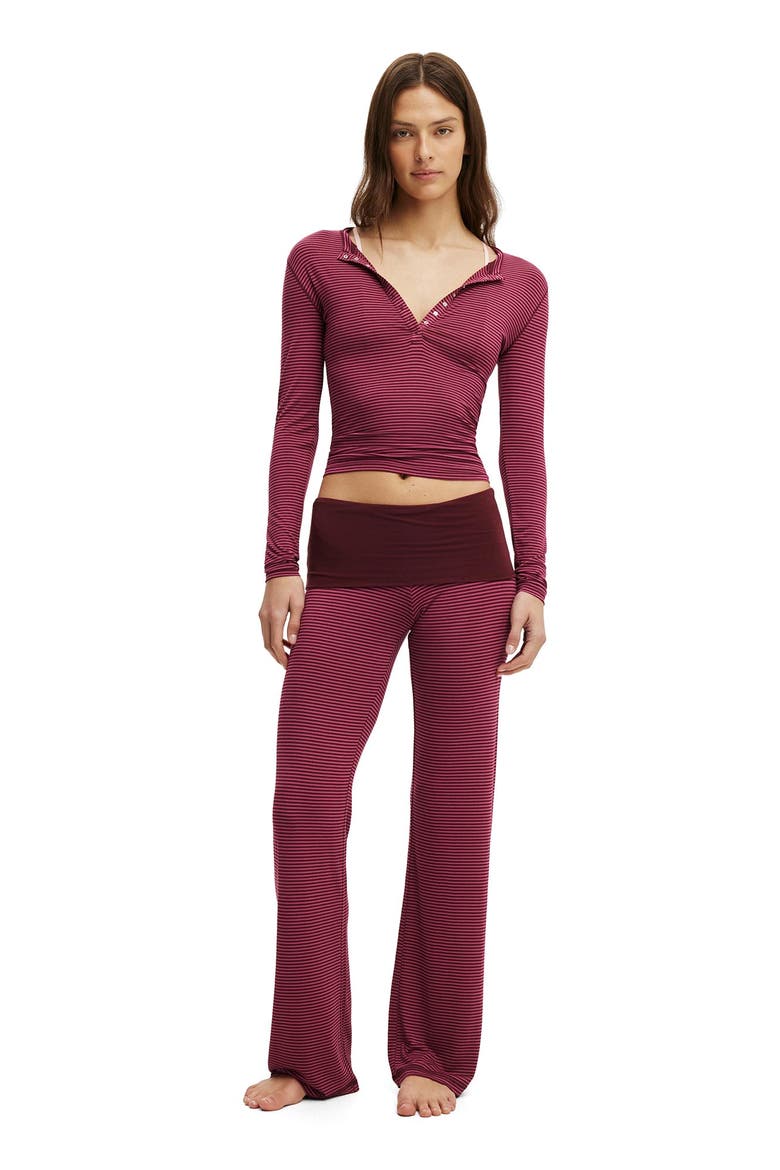 Women's Airy Soft Lounge Henley, Alternate, color, Smooth Billy Stripe