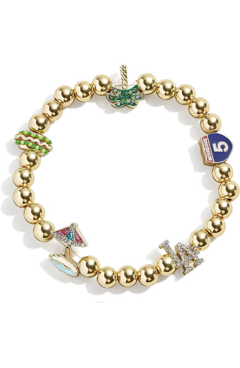 BaubleBar Los Angeles Dodgers Localized Pisa Bracelet, Main, color, Gold