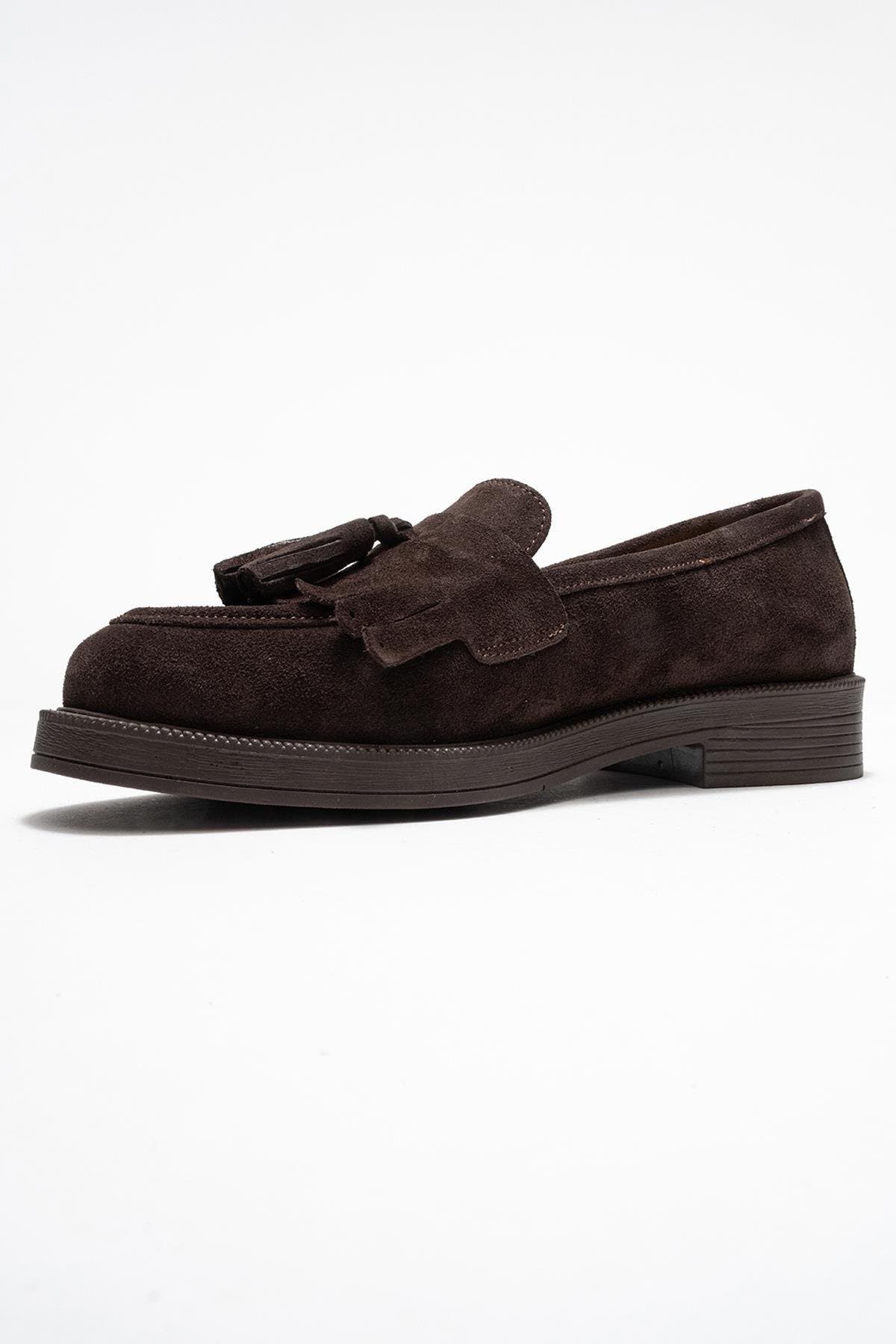 Milly Leather Tassel Loafer, Alternate, color, Brown Suede Leather