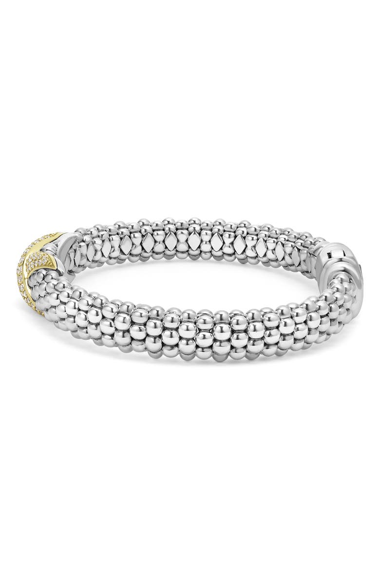 LAGOS Embrace Pavé Diamond Center X Bracelet, Alternate, color, Silver