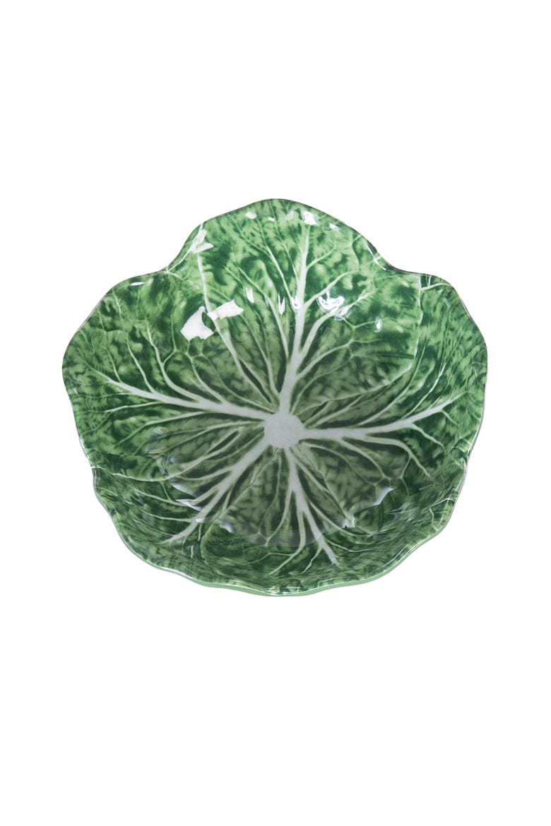 Cabbage Leaf Set of 4 Cereal Bowl Dishes 4.72", Main, color, Green