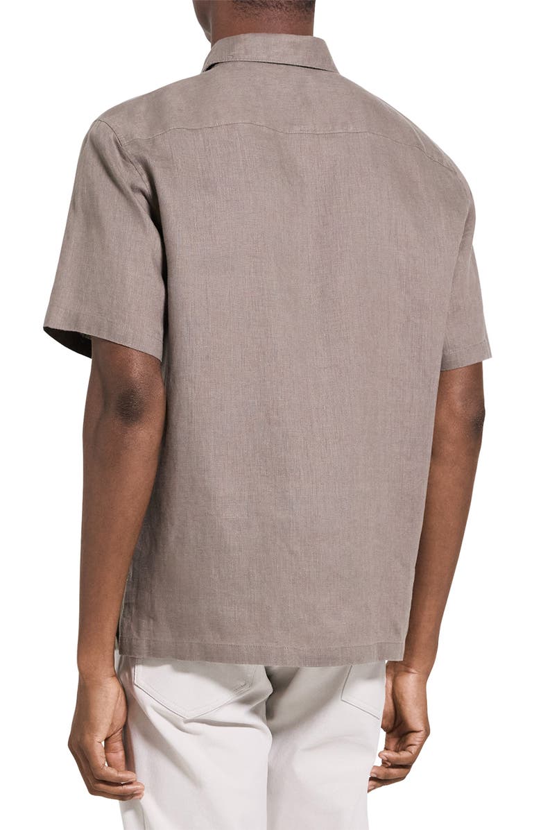 Theory Irving Solid Short Sleeve Linen Button-Up Shirt, Alternate, color, 