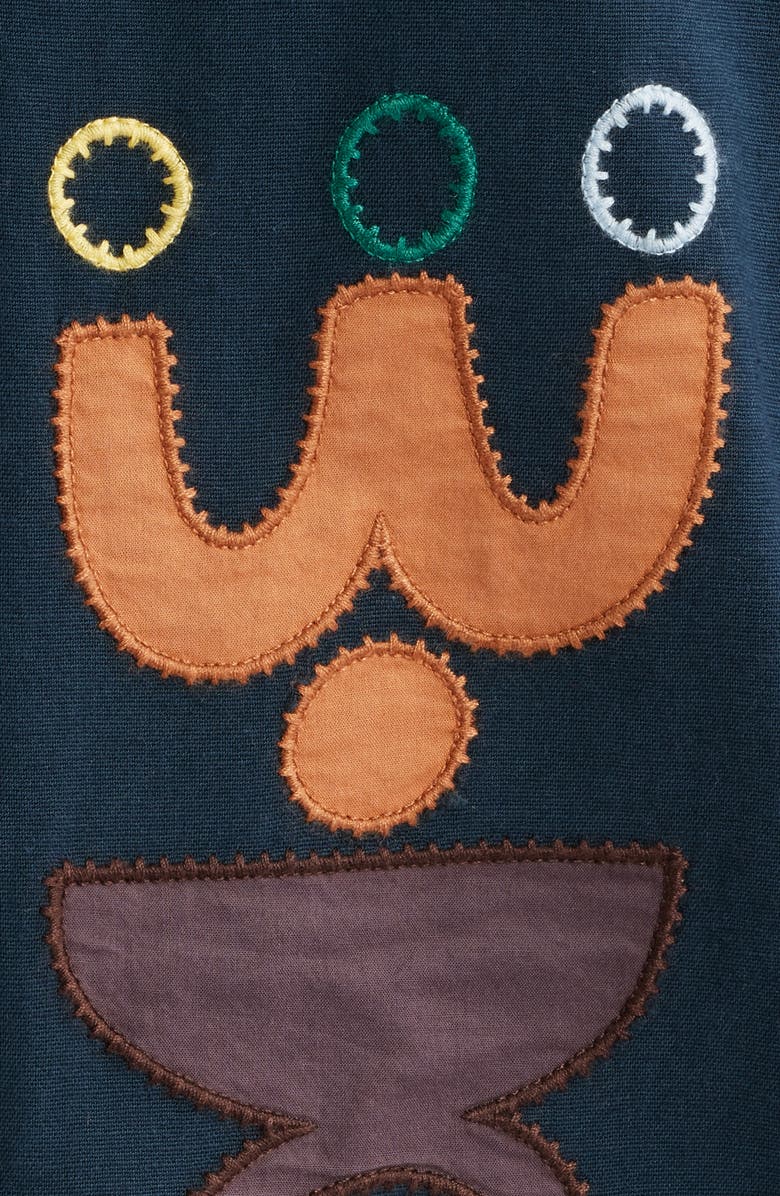 Wax London Didcot Bold Doodle Embroidered Cotton & Linen Camp Shirt, Alternate, color, Navy / Multi