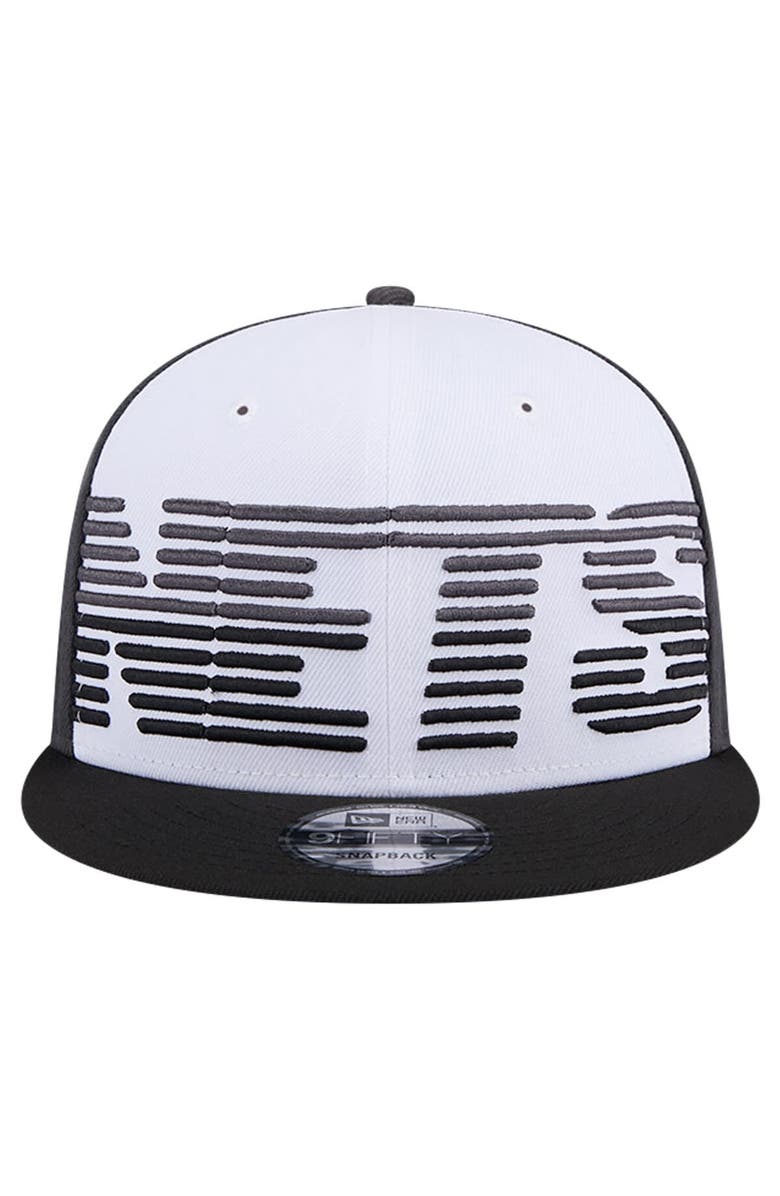 New Era Men's New Era White/Black Brooklyn Nets Throwback Gradient Tech Font 9FIFTY Snapback Hat, Alternate, color, White