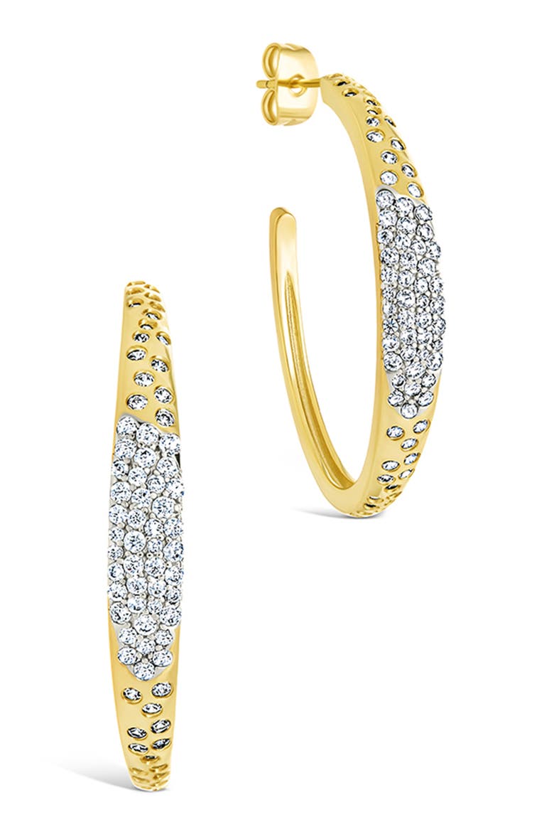 Cherise Pavé Cubic Zirconia Hoop Earrings, Main, color, GOLD