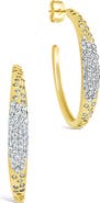 Sterling Forever Cherise Pavé Cubic Zirconia Hoop Earrings