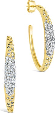 Sterling Forever Cherise Pavé Cubic Zirconia Hoop Earrings