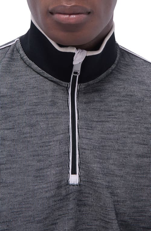 Bugatchi Quarter Zip Performance Pullover In Black