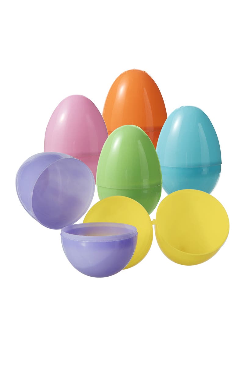 Glitzhome 60PK 3"H Easter Plastic Fillable Eggs in 6 Assorted Colors, 10 of Each, Alternate, color, Blue
