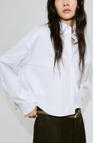 MANGO Crop Button-Up Shirt